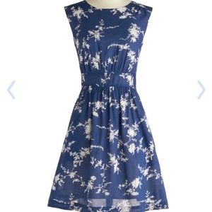 Modcloth Too Much Fun Dress in Blue Floral